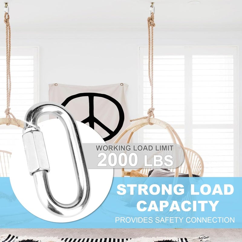 Vmuter 1Pcs 3.5 Inch 316 Heavy Duty Stainless Steel Screw Chain Quick Links, 2000 LBS Capacity, High Strength Carabiner for Big Chain Connecting, Hammock Hanging, Hiking, Camping - Image 3